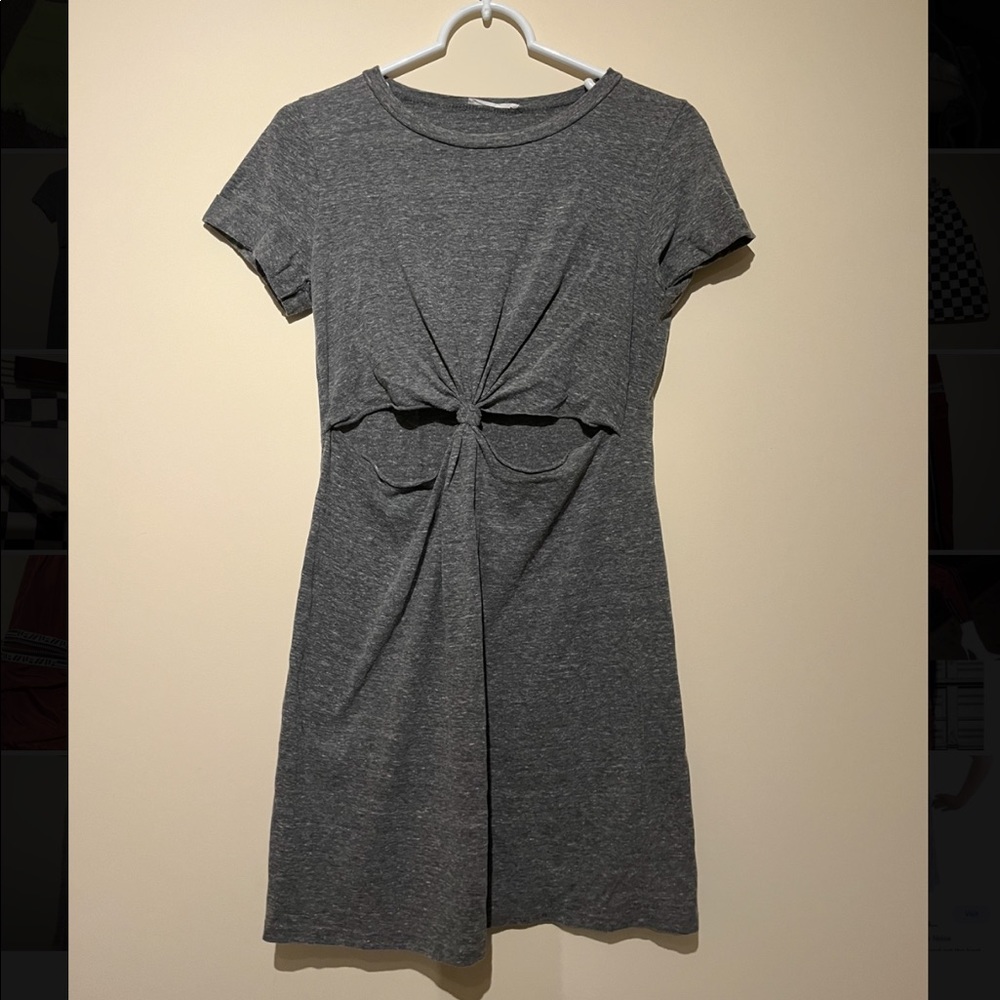 Grey tie T-Shirt dress